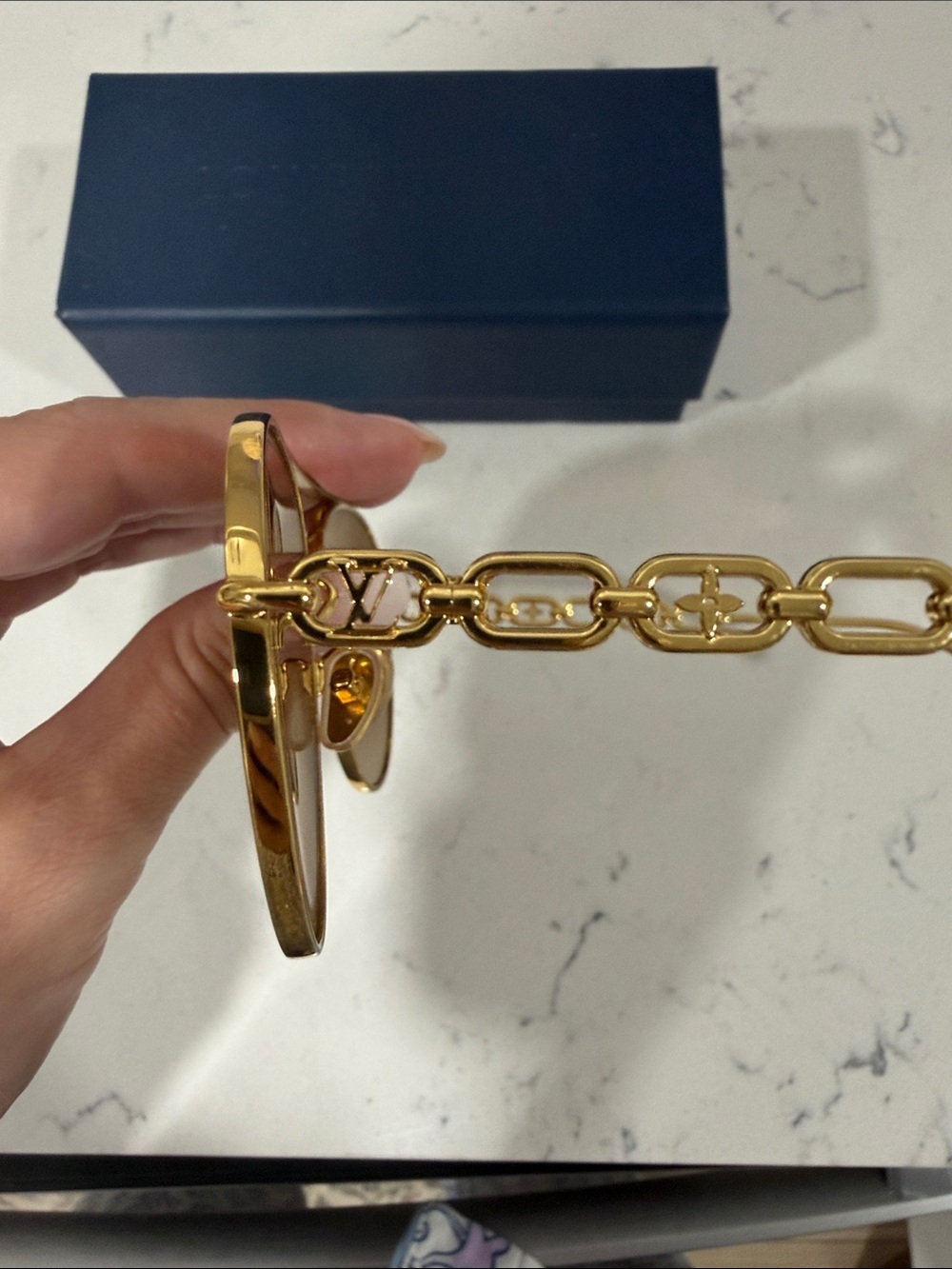 Louis Vuitton Gold Aviator Sunglasses - Picture 2 of 4